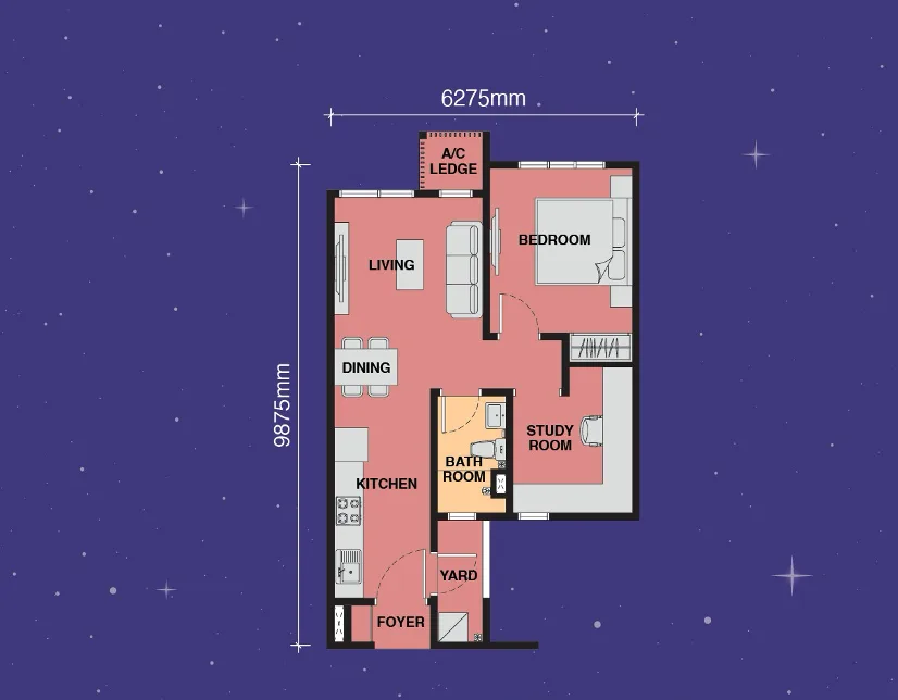 Exsim Johor_The Asteriaz @ Kebun Teh Johor _Layout Type A 560sqft